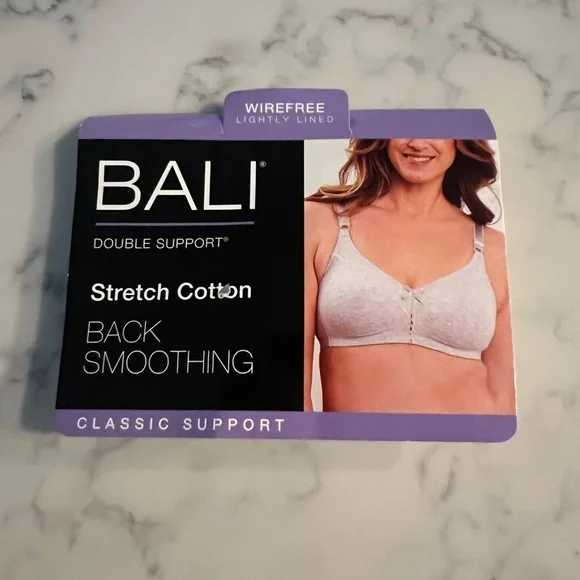 Bali Womens 38C Cotton Classic Support Wire Free Bra White DF3036 New - Picture 8 of 9